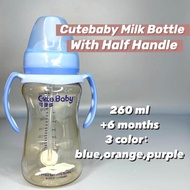 Milk Water Bottle Kids Child Children Feeding Milk Bottle Half Handle Baby Water Bottle With Straw Wide Mouth Handle Cup Feeding Bottle Light Weight