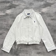 外國預訂  polo Ralph Lauren 刺繡logo 有領長袖花袖 白色外套