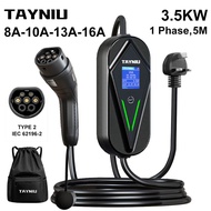TAYNIU EV Charger Type 2 16A 3.5kW 5M Cable for BYD SEALION 7 BYD ATTO 3 Tesla Model Y BYD M6 Denza 