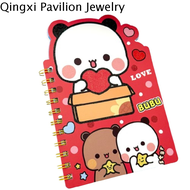 QINGXIP บันทึกบันทึกย่อ โน๊ตบุ๊ค Bubu และ Dudu COIL สมุดไดอารี่ แบบพกพาได้ Cartoon Bubu Dudu Diary B