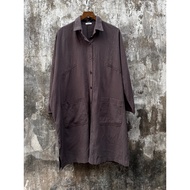 2-hand long moss green shirt frs T5084
