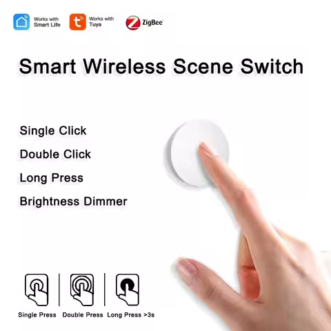 Tuya ZigBee Smart Button Scene Switch Wireless Remote One Key Controller Multi-scene Linkage Switch 