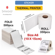 A6 Thermal Sticker Roll or Fold Thermal Label Sticker FOLD 100mm*150mm Thermal Airway Bill Courier Bag Shipping Label