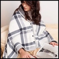 Fleece Blanket With Button Warm Throw Blanket Office Shawl Wearable Blanket For Adult