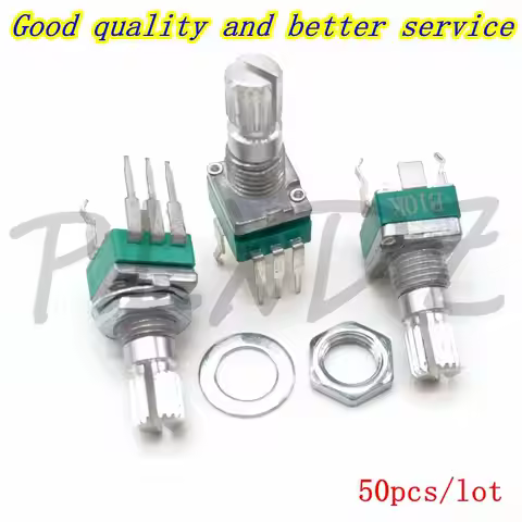 50PCS Vertical single R097 RK097 precision potentiometer with bracket, handle 15mm, no gear, 3 feet
