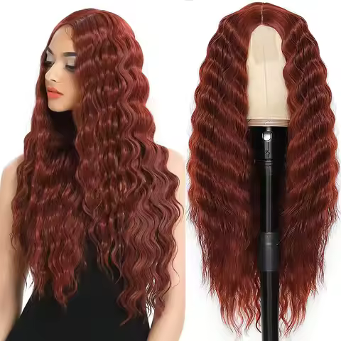 Synthetic Curly Wigs for Women Middle Part Curly Wig Long Deep Wave Wig Long Crimps Curls Wig for Da