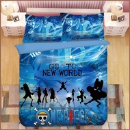 3IN1 ONE PIECE Bedsheet Set Single/Double Queen Size Bedsheet Zoro Luffy Ace Sanji Shanks Bedroom Comfortable Pillow Ca