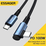 Essager Cáp Type-C Sang Type-C Khuỷu Tay 5A PD 100W Cho Huawei Samsung Xiaomi Mi Cáp Type C Sạc Nhan