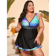 Plus Size Two Piece Swimsuit Bikini Set Swim dress Type 2XL