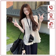 Shirt Sleeveless Zuly women's cream white cotton, Korean loose shirt with ruffles A87