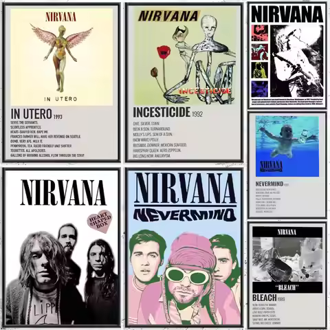 Hot Rock Band N-Nirvanaes Painting Calligraphy HD Canvas Poster Crease Free Waterproof All Space Wal