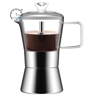 Italian Coffee Maker Espresso Moka Pot Glass-Top &amp; Stainless Steel Espresso Moka Pot,Classic Italian Coffee Maker, 240Ml