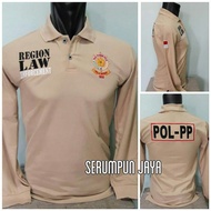 KAOS SATPOL PP - KAOS KERAH SATPOL PP KREM PANJANG - KAOS SATPOL PP KREM FULL BORDIR