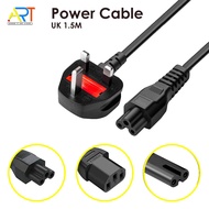 3 Pin Power Cord For Laptop With Fuse POWER CABLE 3 PIN / 2 PIN / C13 / UK 1.5M / GreenIT ArtStore