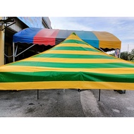 KAIN KANVAS KHEMAH PVC SAIZ 8X8 JALUR / KHEMAH NIAGA 8KAKI HIJAU KUNING STRIPE