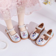 Disney Princess Frozen Elsa Anna Snow White Cosplay Girls Leather Shoes Lolita Dress Shoes Pearls Flats Kids School Shoes for Wedding Party V805