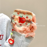 Ins Graffiti Oil Painting Stars Red Apple Earphone Cover with Star Apple Chain for Airpods 2 3 4 Pro