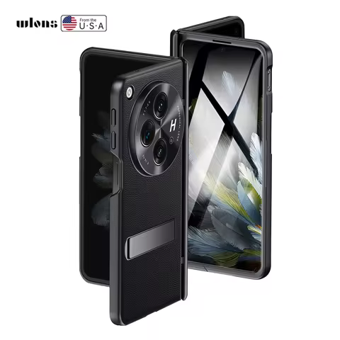 For OnePlus Open Original Design Genuine Leather Case for Oppo Find N3 Glass Screen Protector Kickst