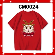 LOCAL STOCK BAJU KRISMAS TSHIRT MERRY CHRISTMAS XMAS KOREA CAT KITTY REINDEER HAT UNISEX COTTON KUCI
