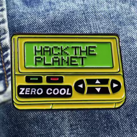 Hacker Pager Brooch 1990s Cool Cyberpunk Technician Badge Originality Lapel Badge Collect Denim Jack