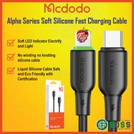 [1YrWarranty] Mcdodo Silicone Charging Cable 20W PD Fast Charge No Winding No Knotting 1.2m 3A 36W U