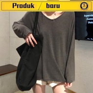 baju perempuan blouse murah baju perempuan murah Baju Malas Awal Musim Luruh 2023 Pelajar Versi Korea Baru Kelihatan Kurus T-Shirt Lengan Panjang Wanita T-Shirt Lengan Panjang