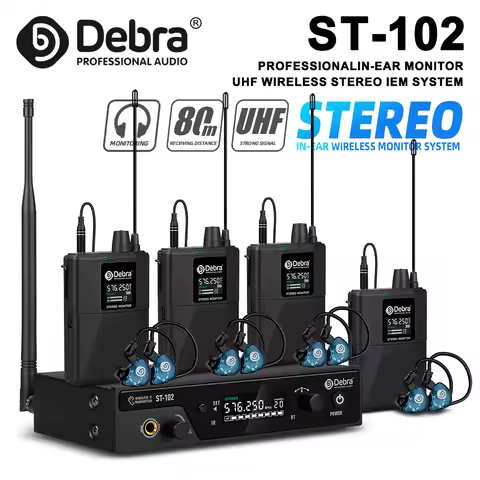 Debra ST-102 Stereo Wireless In-Ear Monitor System, Bluetooth 5.0, UHF, Distance Transmission 80-300