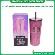 304 stainless steel diamond thermos cup with straw 550ml - Cafe Pho product