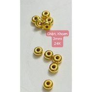 Mini vip Charm - Double-sided puffy ring - size 3mm - 24Carat9999 gold - durable, beautiful and chea