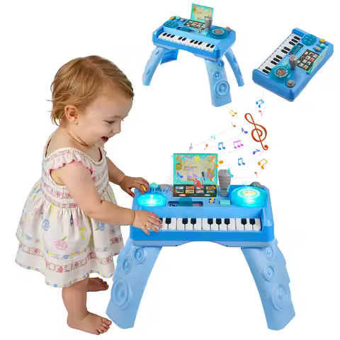 SucceBuy Baby DJ Playset for Toddlers with 133 Sound Sources Recording and LED DJ Turntable Baby Act
