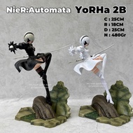 2B game Nier Automata 2B character model, 25cm tall, fighter plane shape - 2B figure with white dres