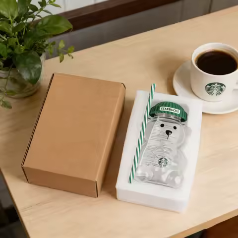 Starbucks Bearista Bear Glass Tumbler With Straw 20oz Green Lid Cold Drink Home Gift