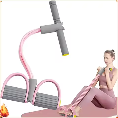 4-Tube Yoga Pedal Resistance Bands Elastic Pull Rope Arm Waist Abdomen Training Body Shaping Home Gy
