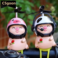 C5GOON Cute Little Pink Pig with Helmet Propeller Airscrew Car Ornament Wind Broken Wind-breaking To