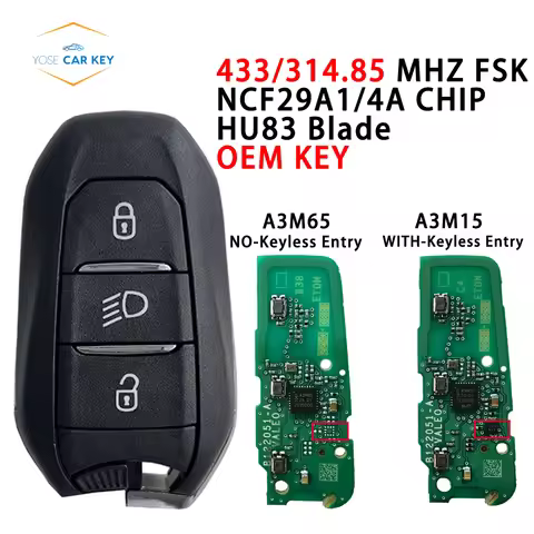 YOSE For PEUGEOT 208 308 3008 5008 2017-2023 CITROEN C4 C3 Space tourer Original Smart Car OEM Key 4