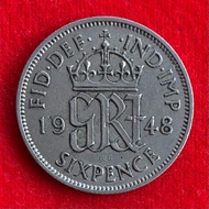 English Coin United Kingdom 6 pence 1948 Coins​Foreign