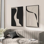 1C4J Abstract Minimal Art Print Line Drawing Poster Beige And Black Canvas Painting Modern Wall Pict