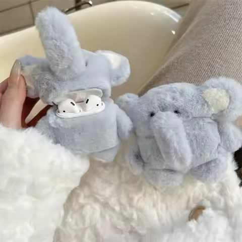 Plush Elephant Plush Earphone Case Earphone Charging Box Earphone Cover Wireless Bluetooth for AirPo