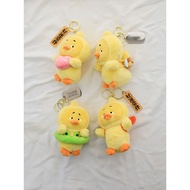 Creative Cartoon Embarrassing Expression Duck Keychain Plush Stuffy Little Yellow Duck Doll Schoolba