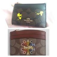 Coach coins bag, 散紙包，coin case, Peanuts,  Woodstock, card holder, 咭包，現貨各一，情人節禮物，啡色c logo, snoopy, 史路比