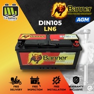 Installation Provided Banner AGM DIN105 LN6 Auto Start Stop Car Battery Bateri Kereta OE Brand for M