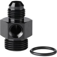 6AN Male Flare to 8AN -8 ORB Male with 1/8 NPT Gauge Port Fuel Pressure Fitting Adapter Aluminum Bla
