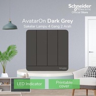 New Schneider AvatarOn Light Switch Grey - 4 Gang 2 Way Modern