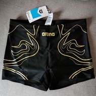 全新 ARENA Swimming Swimwear Digitaland Toughsuit Training Trunk Black Gold 平腳 泳褲