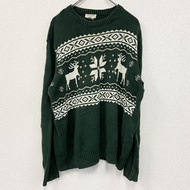 เสื้อสเวตเตอร์ถักคอตตอน DOCKERS มือสอง สีเขียว ไซส์ L