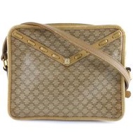 二手CELINE Macadam 棕色 PVC 拉鍊肩包，斜背包，女款