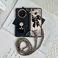 Case for Honor Magic V5 V3 Fold Mobile Phone with Holder Crossbody Chain Luxury PU Leather Shockproo