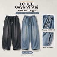 LOKEE XL-5XL Seluar Jeans Bersaiz Besar men Plus Size Jeans Lelaki Seluar Men's Loose Straight Leg J