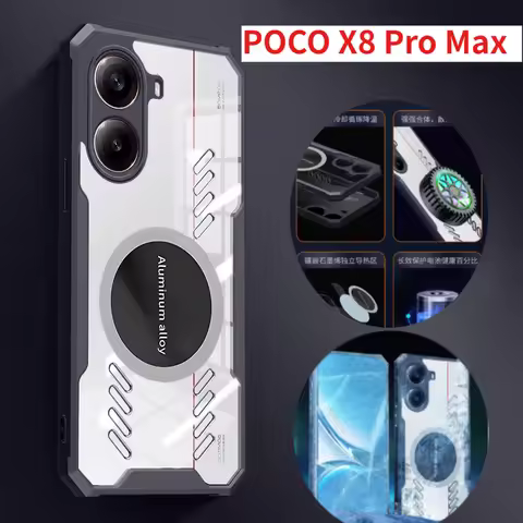 Transparent Magnetic Case for Xiaomi POCO X8 Pro X7 Pro Redmi Turbo 5 Max Armor Clear Heat Dissipati