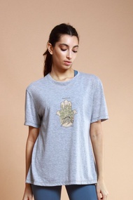 asana eco 生態意識系列-laidback 寬鬆tshirt-麻花灰-石虎